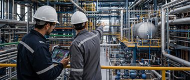 Industrial facility with piping and equipment